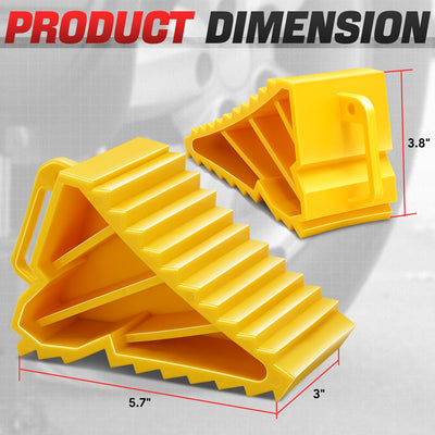 2pcs Plastic Dual Wheel Stopper Chocks <br> 5.72 in. L x 3.01 in. W x 3.83 in. H