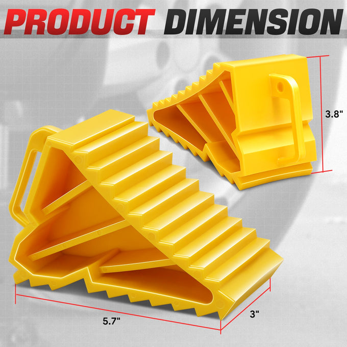 2pcs Plastic Dual Wheel Stopper Chocks <br> 5.72 in. L x 3.01 in. W x 3.83 in. H