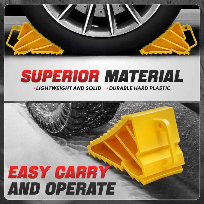 2pcs Plastic Dual Wheel Stopper Chocks <br> 5.72 in. L x 3.01 in. W x 3.83 in. H