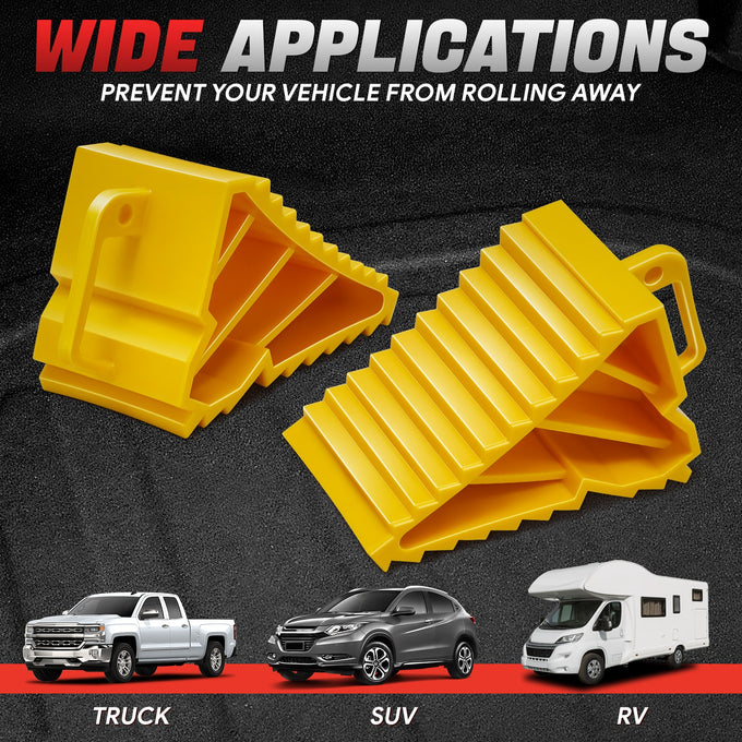 2pcs Plastic Dual Wheel Stopper Chocks <br> 5.72 in. L x 3.01 in. W x 3.83 in. H