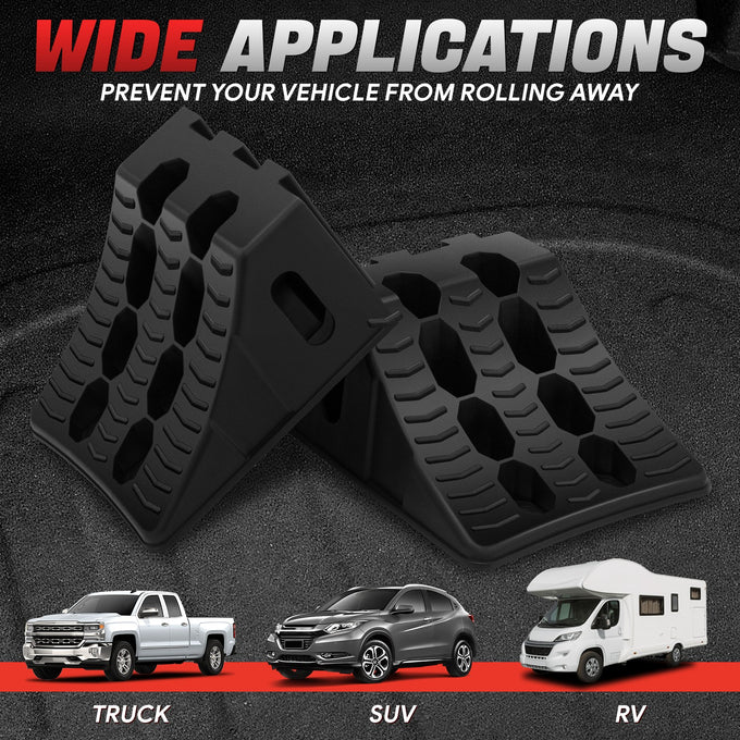 2pcs Plastic Dual Wheel Stopper Chocks <br> 17.7 L x 8.1 W x 4.6 H in.