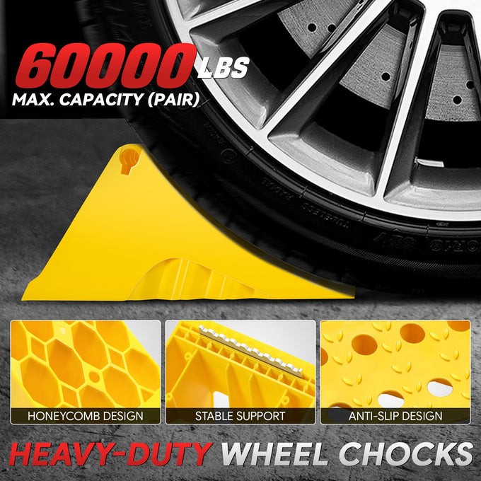 2pcs Plastic Dual Wheel Stopper Chocks <br> 18.7 L x 7.9 W x 9.3 H in.