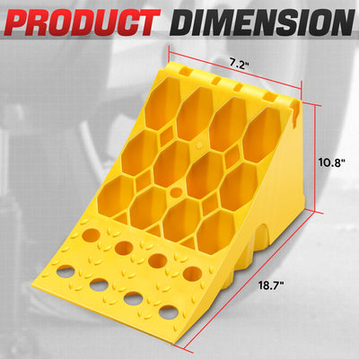 2pcs Plastic Dual Wheel Stopper Chocks <br> 18.7 L x 7.9 W x 9.3 H in.