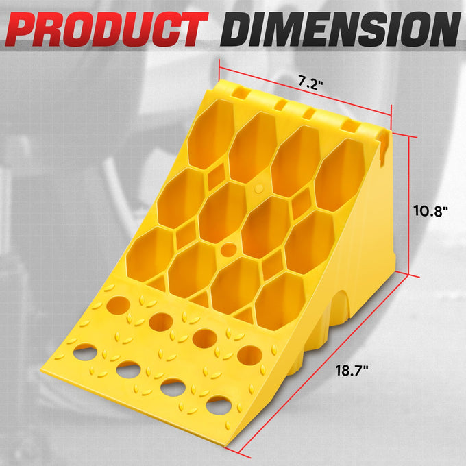 2pcs Plastic Dual Wheel Stopper Chocks <br> 18.7 L x 7.9 W x 9.3 H in.