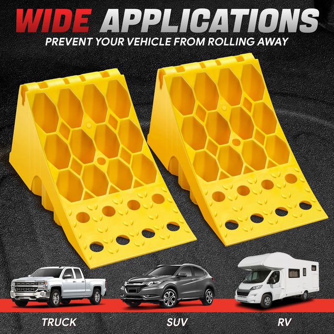 2pcs Plastic Dual Wheel Stopper Chocks <br> 18.7 L x 7.9 W x 9.3 H in.