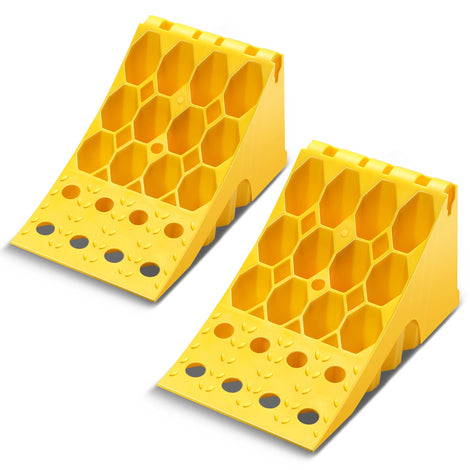 2pcs Plastic Dual Wheel Stopper Chocks <br> 18.7 L x 7.9 W x 9.3 H in.