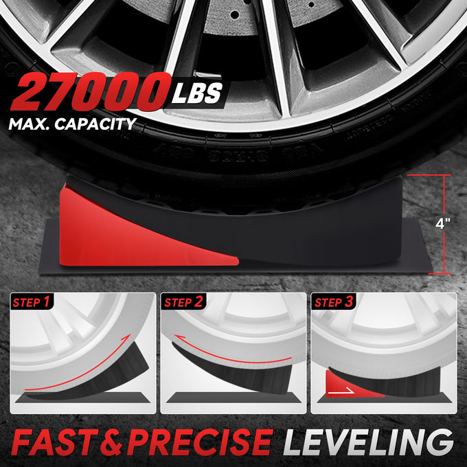 2pcs Non-slip Leveling Ramp <BR> Adjustments 1/2 in.to 4 in.