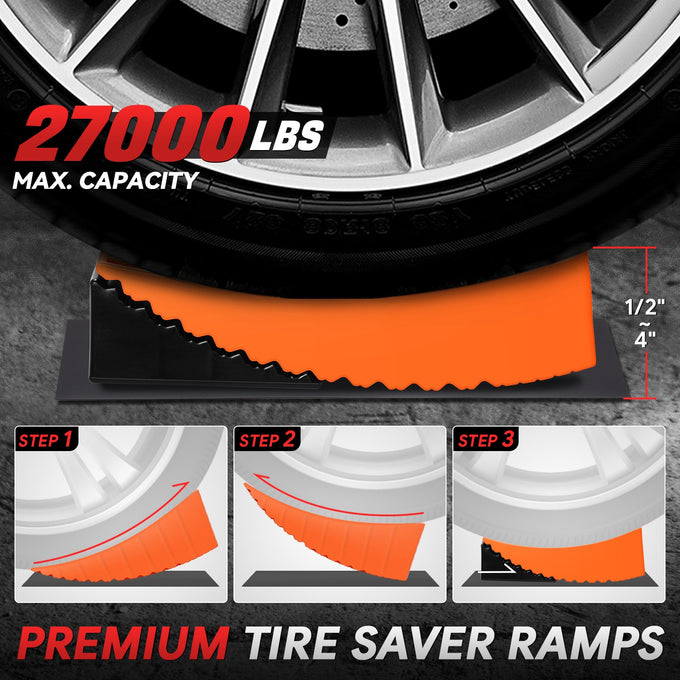 2pcs Non-slip Leveling Ramp <BR> Adjustments 1/2 in. to 4 in.
