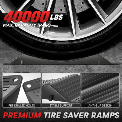 4PC Black Anti-Slip Rubber tyre saver <br> 17.32 in. x 7.87 in. x 1.57 in.