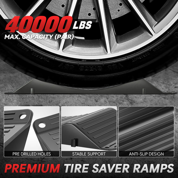 4PC Black Anti-Slip Rubber tyre saver <br> 17.32 in. x 7.87 in. x 1.57 in.