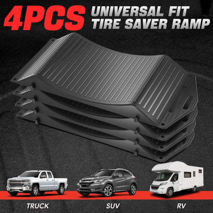 4PC Black Anti-Slip Rubber tyre saver <br> 17.32 in. x 7.87 in. x 1.57 in.