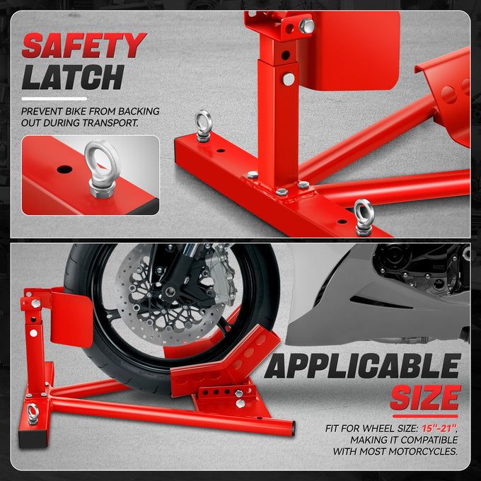 Motorcycle support W/anti-slip bottom pads <br> Fit For Wheel Diameter:15 in.-21 in