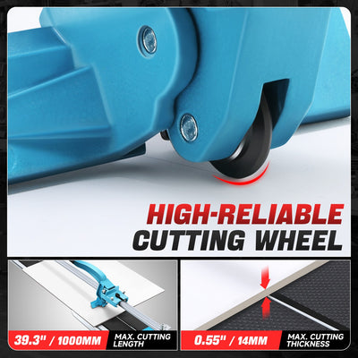 40 in. Adjustment Manual Tile Cutter W/Wheels <br> Cutting Thickness: 6-14 mm