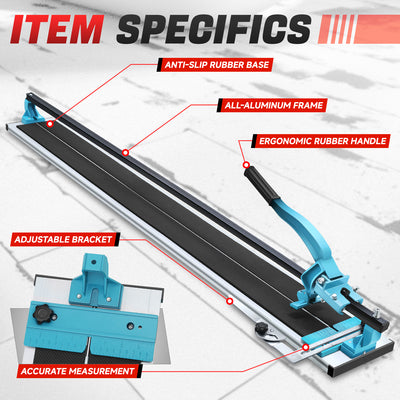 48 in. Adjustment Manual Tile Cutter W/Wheels <br> Cutting Thickness: 6-14 mm