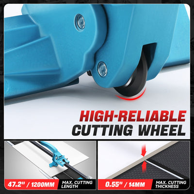 48 in. Adjustment Manual Tile Cutter W/Wheels <br> Cutting Thickness: 6-14 mm