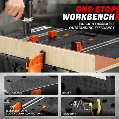 2-in-1 Multifunctional Folding Workbench Table <br> Unfold Size(in.): 25 X 31.1 X 31.8