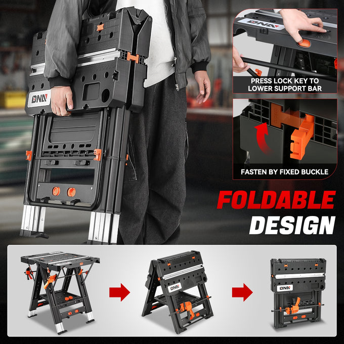 2-in-1 Multifunctional Folding Workbench Table <br> Unfold Size(in.): 25 X 31.1 X 31.8