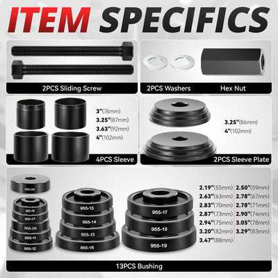 Wheel Bearing Puller Set for Front Wheel Drive Cars <br> Works with most front-wheel-drive vehicles