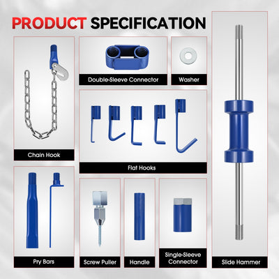 14-piece Slide Hammer Dent Puller Set <br> Perfect for home and business
