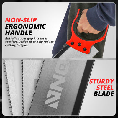 3PCS Anti-Slip Carbon steel Hand Saw <br> With an anti-slip ABS+TPR soft grip handle