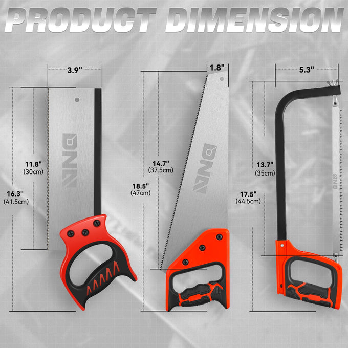 3PCS Anti-Slip Carbon steel Hand Saw <br> With an anti-slip ABS+TPR soft grip handle