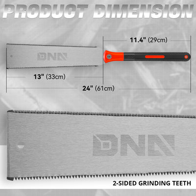 9 in. Double Sides Triple-Beveled Teeth Hand Saw <br> Overall Dimension: 24 in. Length