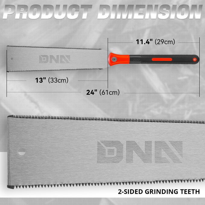 9 in. Double Sides Triple-Beveled Teeth Hand Saw <br> Overall Dimension: 24 in. Length