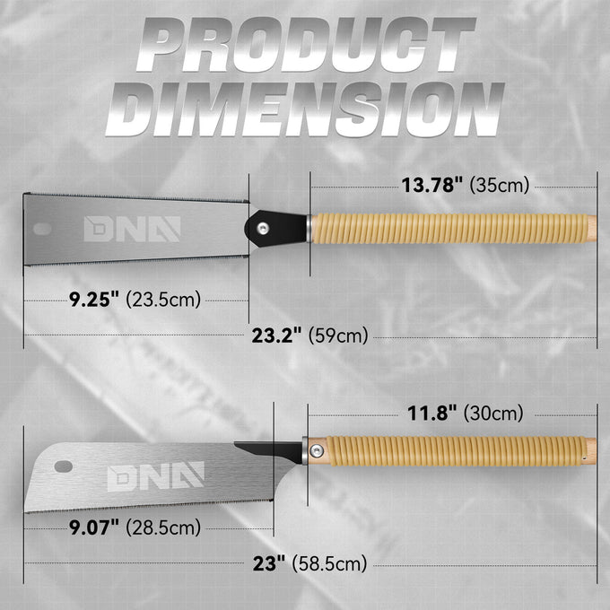 3PCS 9 in. Double-Sided Blade Japanese Saws <br> Handle Dimension:  13.78 in. / 11.8 in.