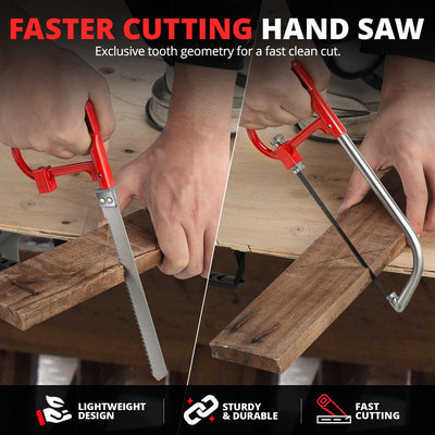 7PCS Zinc-Alloy Hacksaw Set (8.66 & 6.10 in. Frames) <br> with 6 Blades and Ergonomic Handle