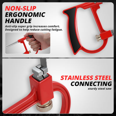 7PCS Zinc-Alloy Hacksaw Set (8.66 & 6.10 in. Frames) <br> with 6 Blades and Ergonomic Handle