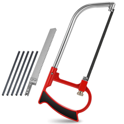 7PCS Zinc-Alloy Hacksaw Set (8.66 & 6.10 in. Frames) <br> with 6 Blades and Ergonomic Handle