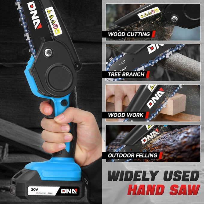 6 in. 20V Electric Cordless Mini Chain Saw Set <br> Dimensions: 4.3 in.L x 4.72 in.W x 14.9 in.H