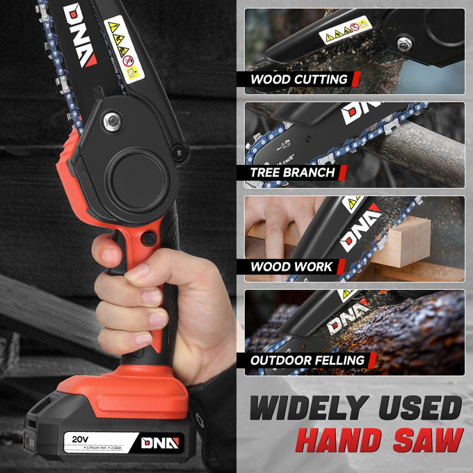 6 in. 20V Electric Cordless Mini Chain Saw Set <br> Dimensions: 4.3 in.L x 4.72 in.W x 14.9 in.H