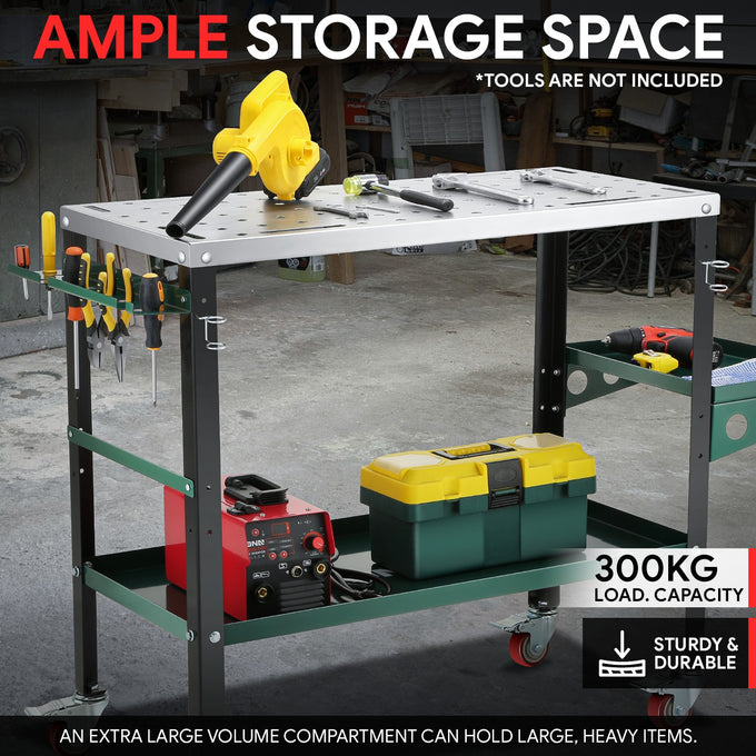 1200 LBS Load Welding Workbench w/Store Tray <br> Work surface 36in. x 18in. X 3mm Thick