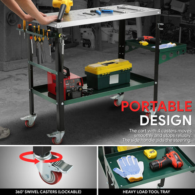 1200 LBS Load Welding Workbench w/Store Tray <br> Work surface 36in. x 18in. X 3mm Thick