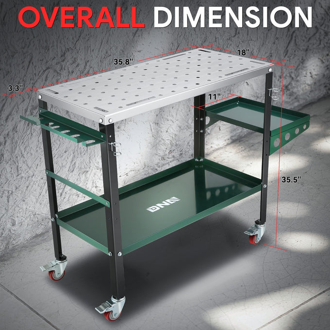 1200 LBS Load Welding Workbench w/Store Tray <br> Work surface 36in. x 18in. X 3mm Thick