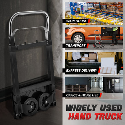 Retractable Handle 200lbs Aluminum Foldable Hand Truck<br>Overall Dimension 16.1 in. x 17.9 in. x 43.3 in,