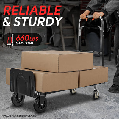 Retractable Handle 660lbs Aluminum Platform Hand Truck<br>Unfolded Dimensions: 43.9 in. X 36 in. X 16 in.