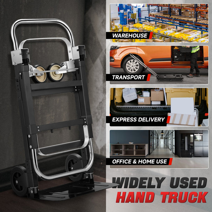 Retractable Handle 660lbs Aluminum Platform Hand Truck<br>Unfolded Dimensions: 43.9 in. X 36 in. X 16 in.