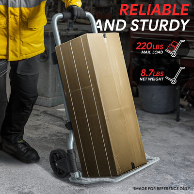 220lbs Load Adjustable Foldable Steel Hand Truck <br> Folding Plate Size: 16.5 in.Lx 11 in.W