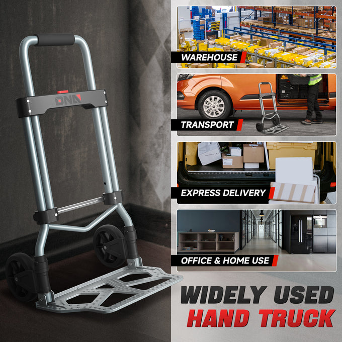 220lbs Load Adjustable Foldable Steel Hand Truck <br> Folding Plate Size: 16.5 in.Lx 11 in.W