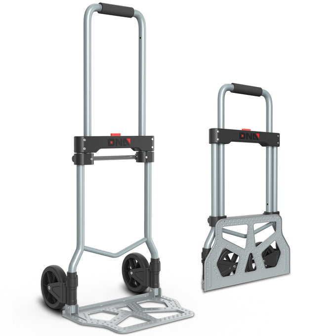 220lbs Load Adjustable Foldable Steel Hand Truck <br> Folding Plate Size: 16.5 in.Lx 11 in.W