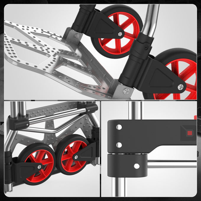 220lbs Load Adjustable Foldable Steel Hand Truck <br> Folding Plate Size: 16.5 in.Lx 11 in.W