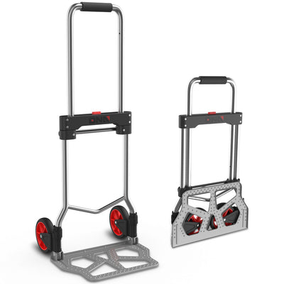 220lbs Load Adjustable Foldable Steel Hand Truck <br> Folding Plate Size: 16.5 in.Lx 11 in.W