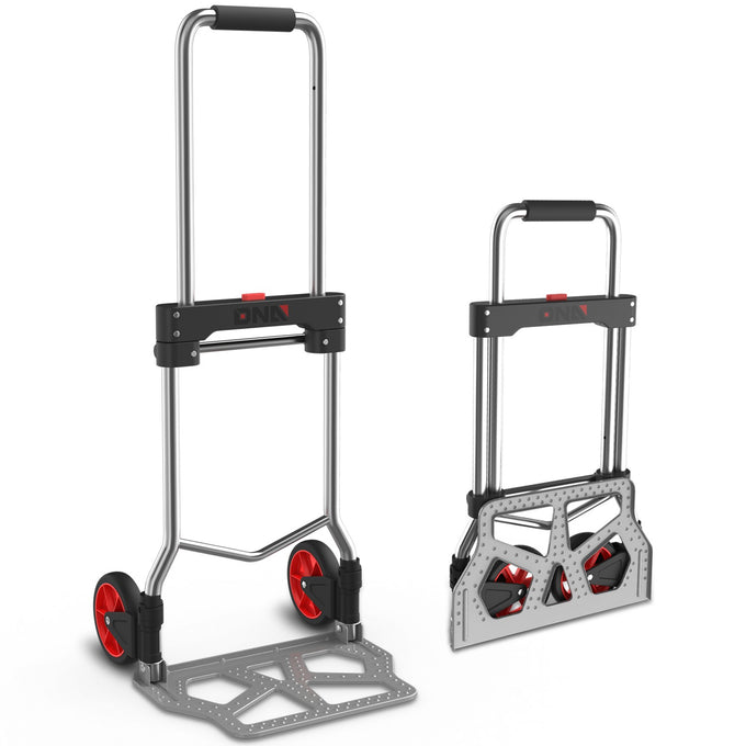 220lbs Load Adjustable Foldable Steel Hand Truck <br> Folding Plate Size: 16.5 in.Lx 11 in.W