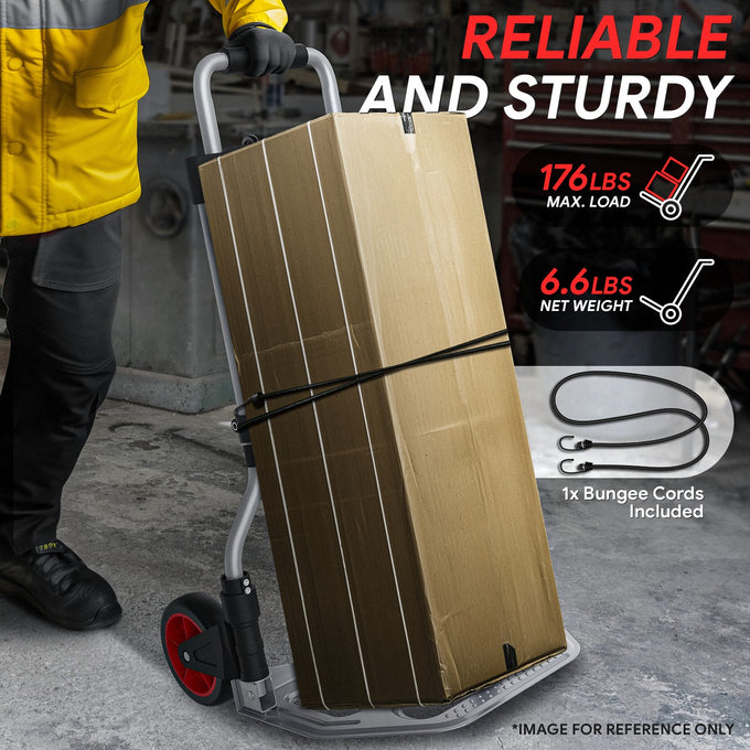 176lbs Load Adjustable Foldable Steel Hand Truck <br> Folding Plate Size: 14.6 in.Lx 10.7 in.W