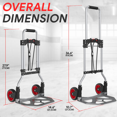 176lbs Load Adjustable Foldable Steel Hand Truck <br> Folding Plate Size: 14.6 in.Lx 10.7 in.W