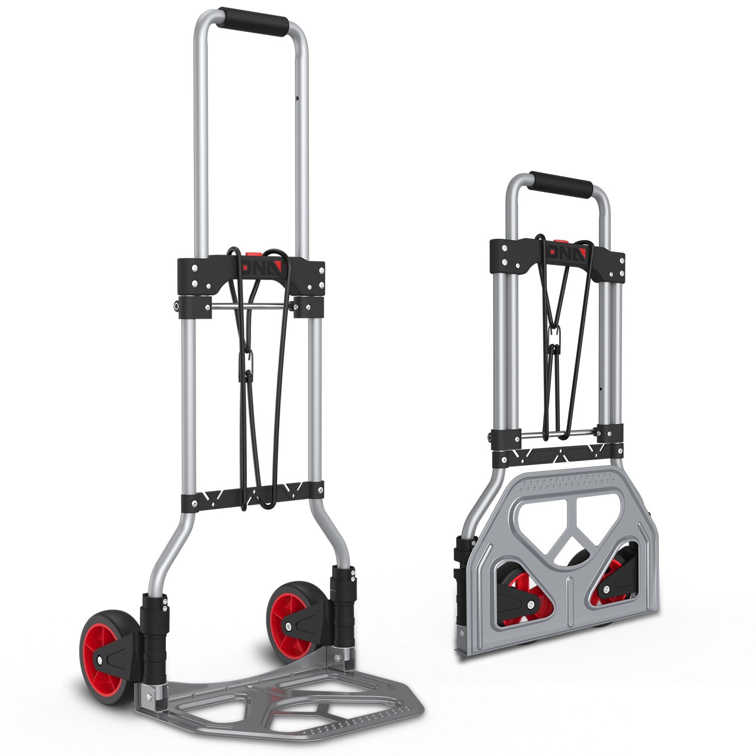 176lbs Load Adjustable Foldable Steel Hand Truck <br> Folding Plate Size: 14.6 in.Lx 10.7 in.W