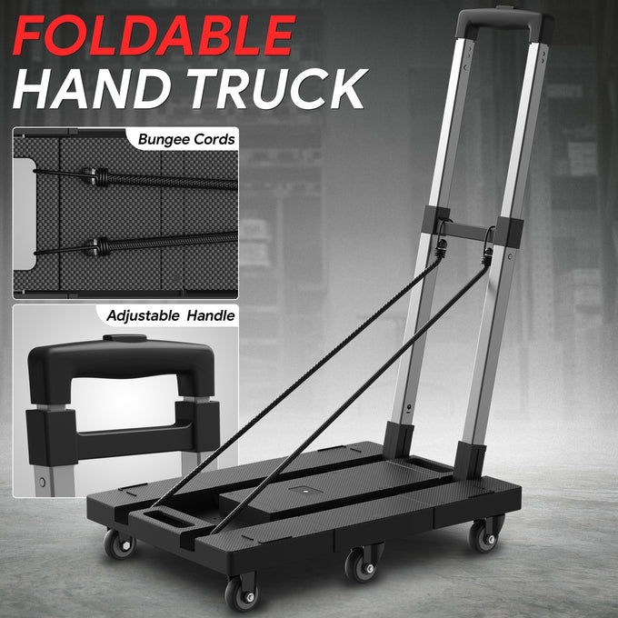 176lbs Load Adjustable Foldable Steel Hand Truck <br> Folding Plate Size: 21.85 in.Lx 14.17 in.W