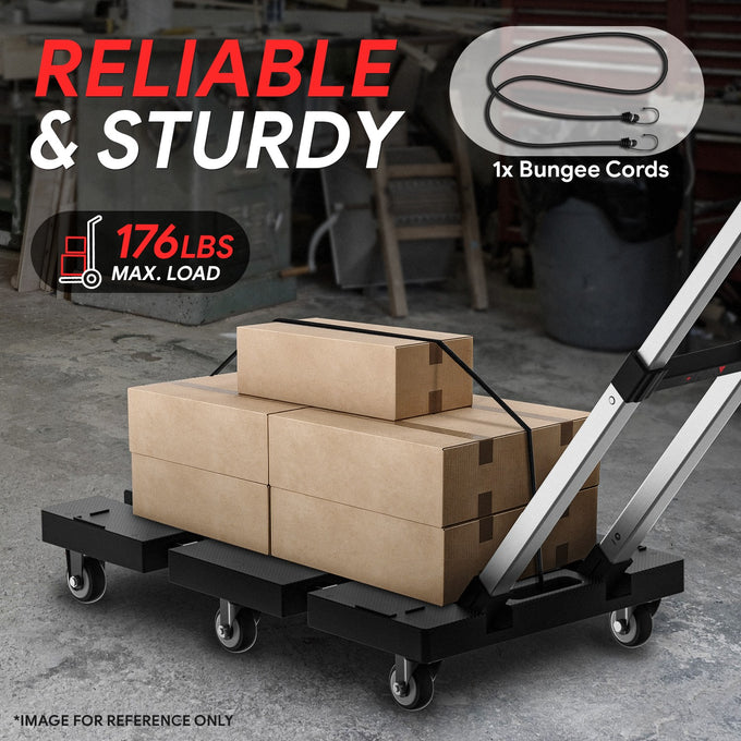 176lbs Load Adjustable Foldable Steel Hand Truck <br> Folding Plate Size: 21.85 in.Lx 14.17 in.W